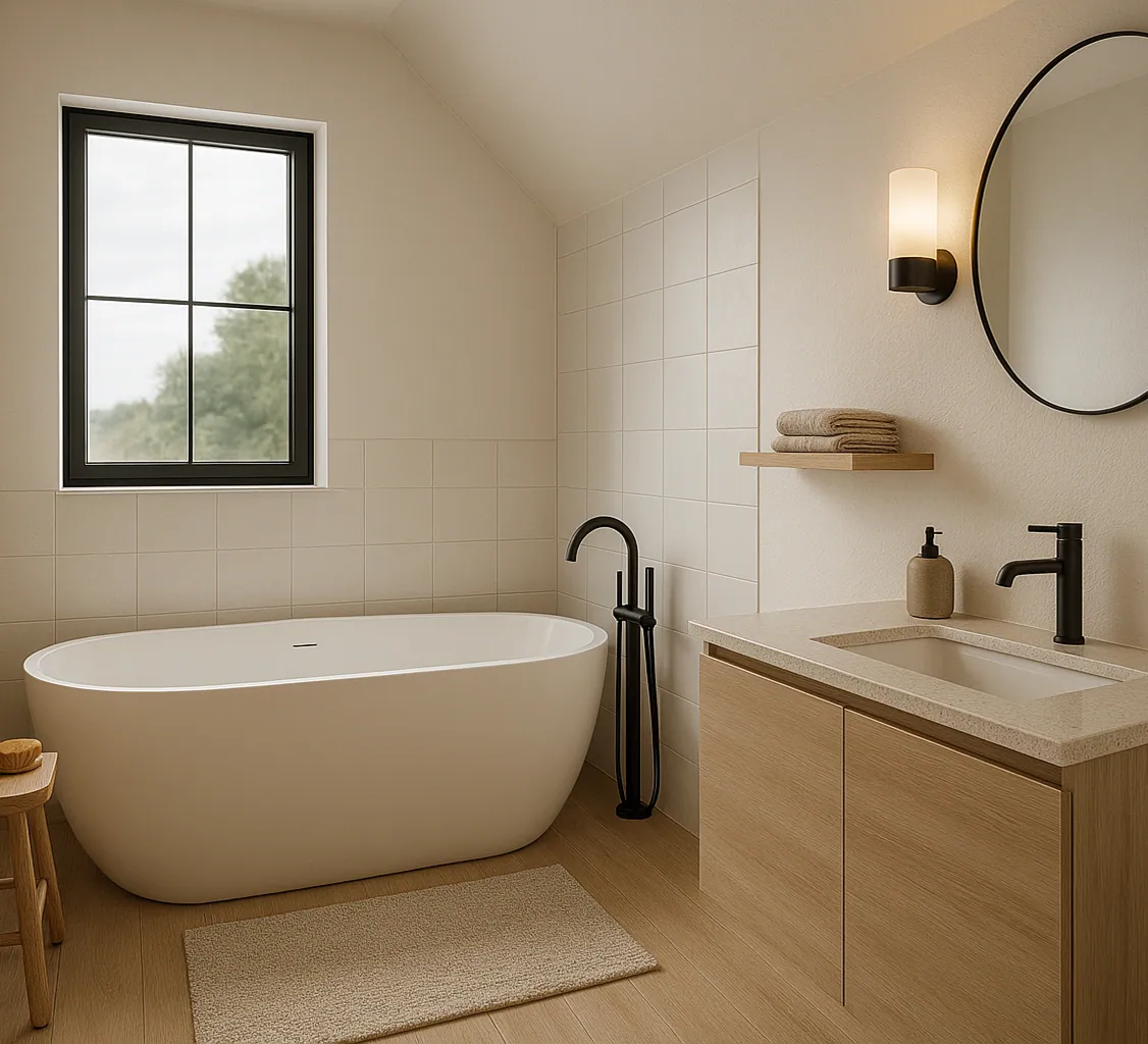 Modern bathroom detail representing property inspection before purchase